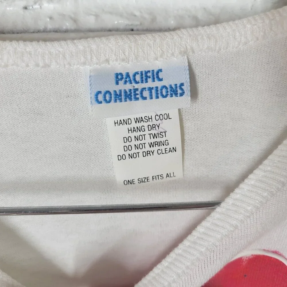 Pacific Connections Womens One Size White Flamingo Rhinestone Swim NOV1E